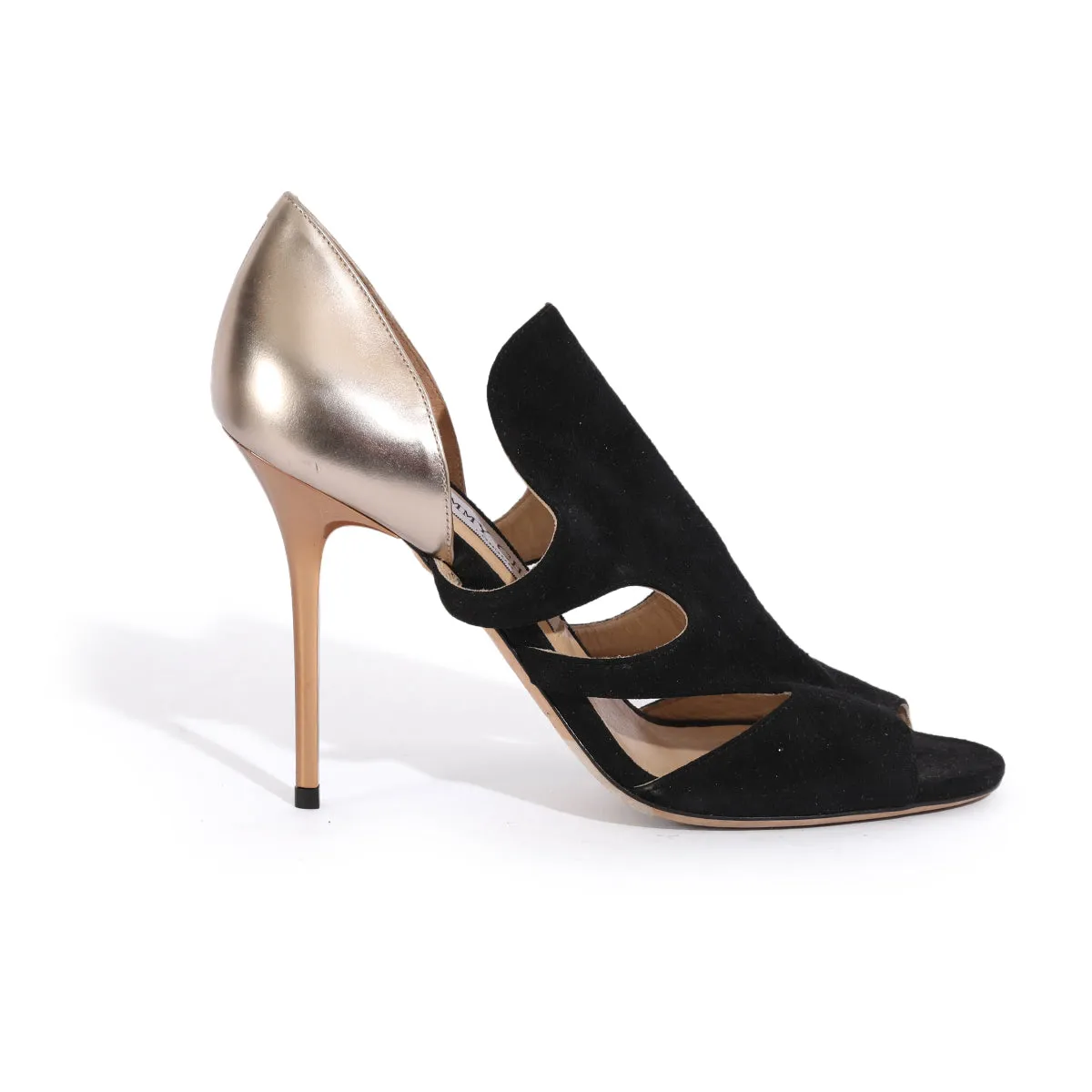151 Teya Pas Fire/Firf Black  Gold Suede Sandals Size 36