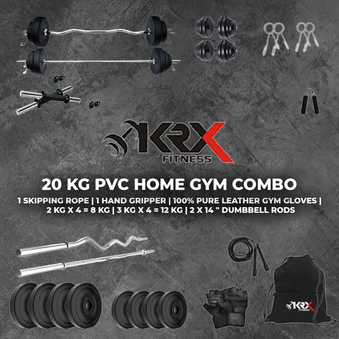 20 kg PVC Combo | Home Gym | (2 Kg x 4 = 8Kg   3 Kg x 4 = 12 Kg)