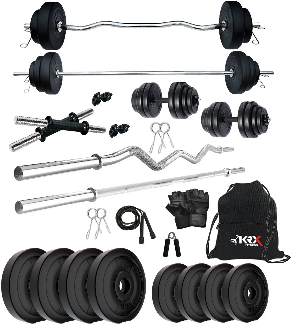 20 kg PVC Combo | Home Gym | (2 Kg x 4 = 8Kg   3 Kg x 4 = 12 Kg)