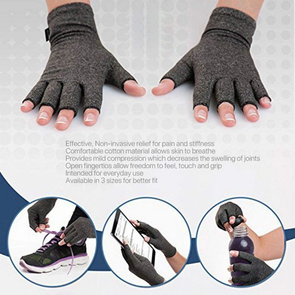 2X Anti-Arthritis Gloves Hand Compression Gloves Support Pain Relief Arthritis Finger Relieve Carpal Tunnel Ache(Small) Small