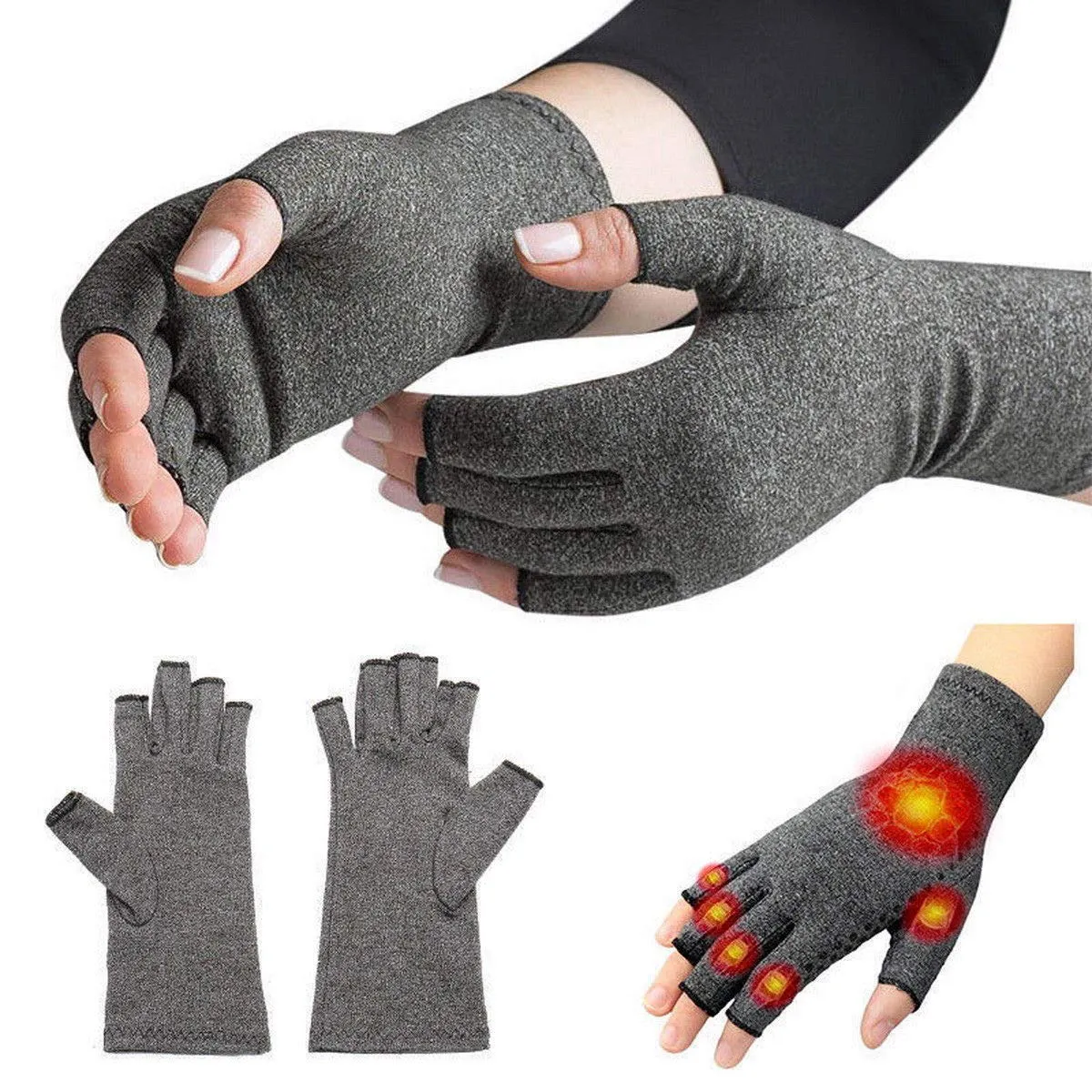 2X Anti-Arthritis Gloves Hand Compression Gloves Support Pain Relief Arthritis Finger Relieve Carpal Tunnel Ache(Small) Small