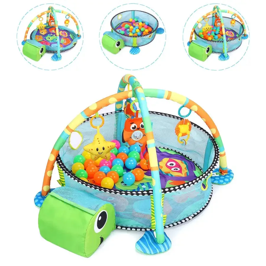 3-in-1 Baby Activity Gym Mat & Ball Pit Green Turtle - 88967