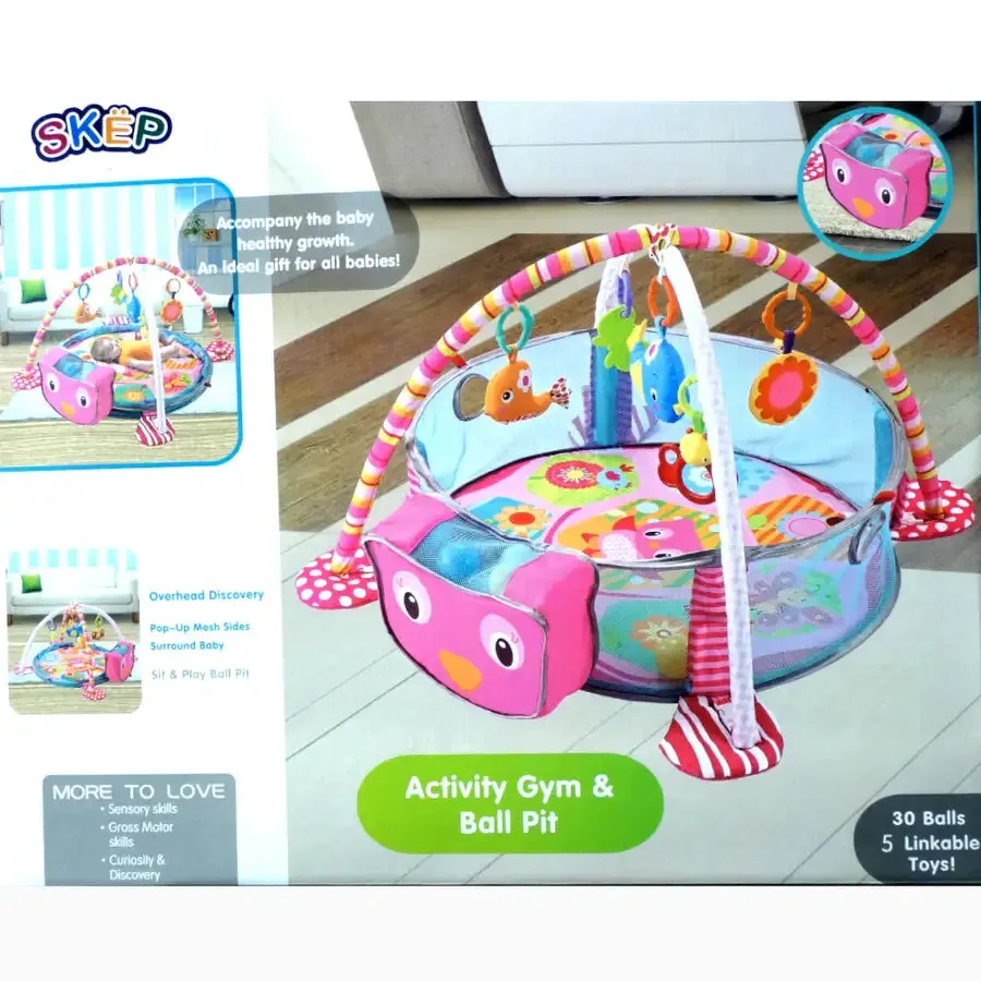 3-in-1 Baby Activity Gym Mat & Ball Pit OWL - 88970