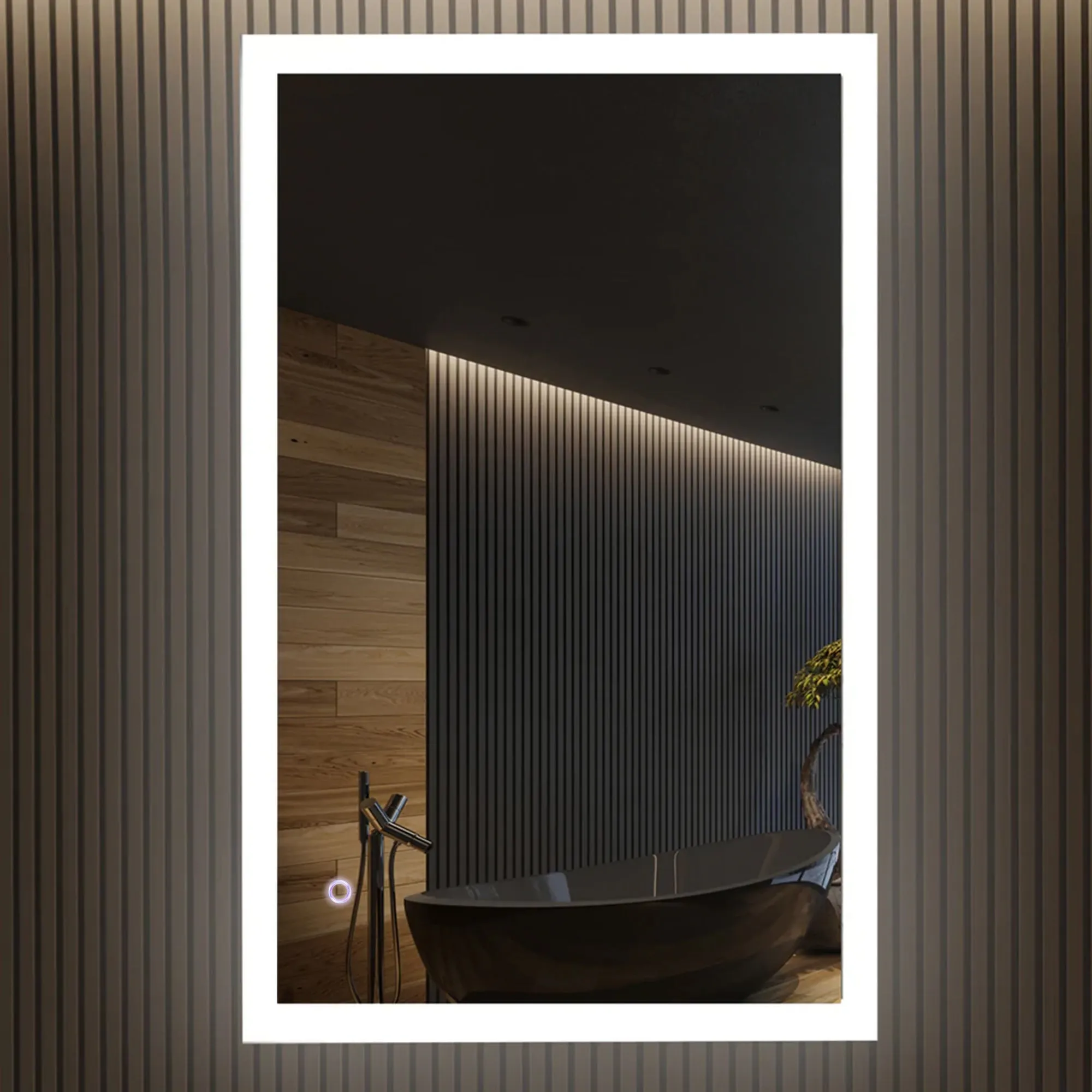 36" x 48" LED Bathroom Lighted Mirror & Defogger On/Off Touch Switch and CCT Changeable with Remembrance, Window Style