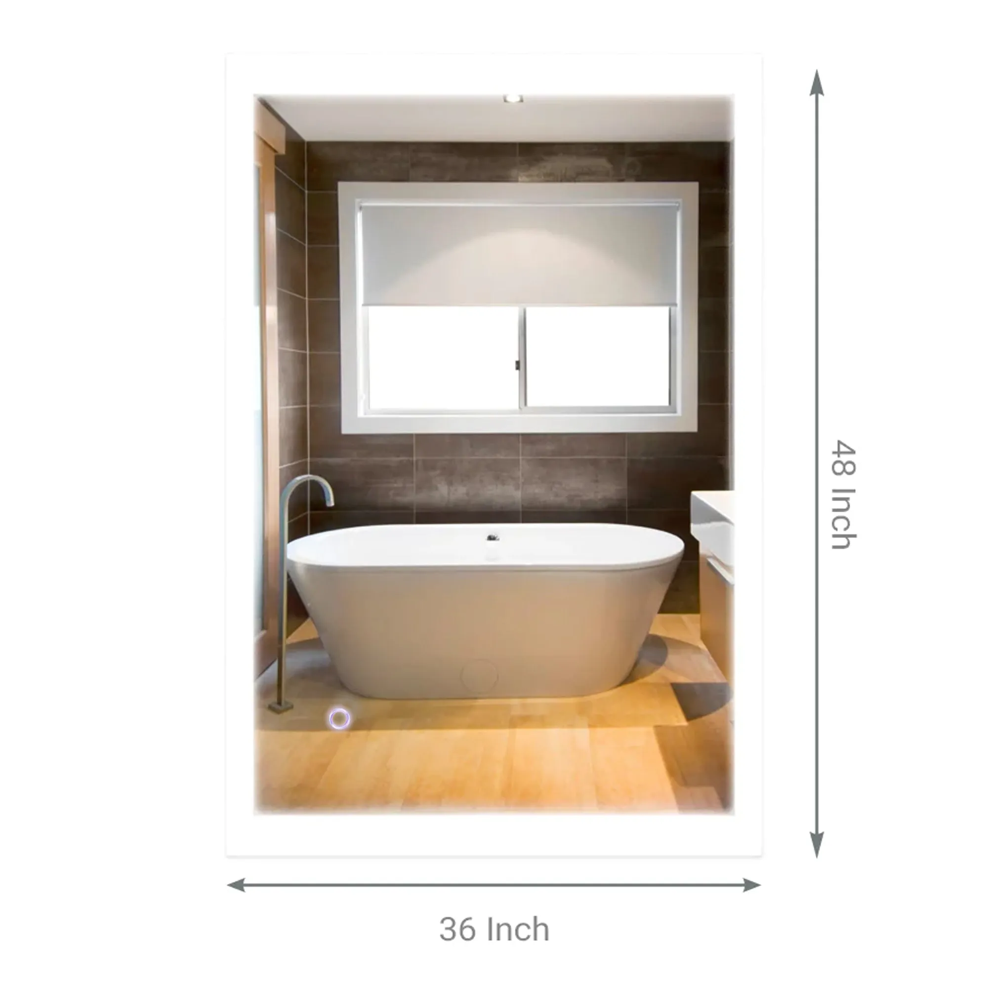 36" x 48" LED Bathroom Lighted Mirror & Defogger On/Off Touch Switch and CCT Changeable with Remembrance, Window Style