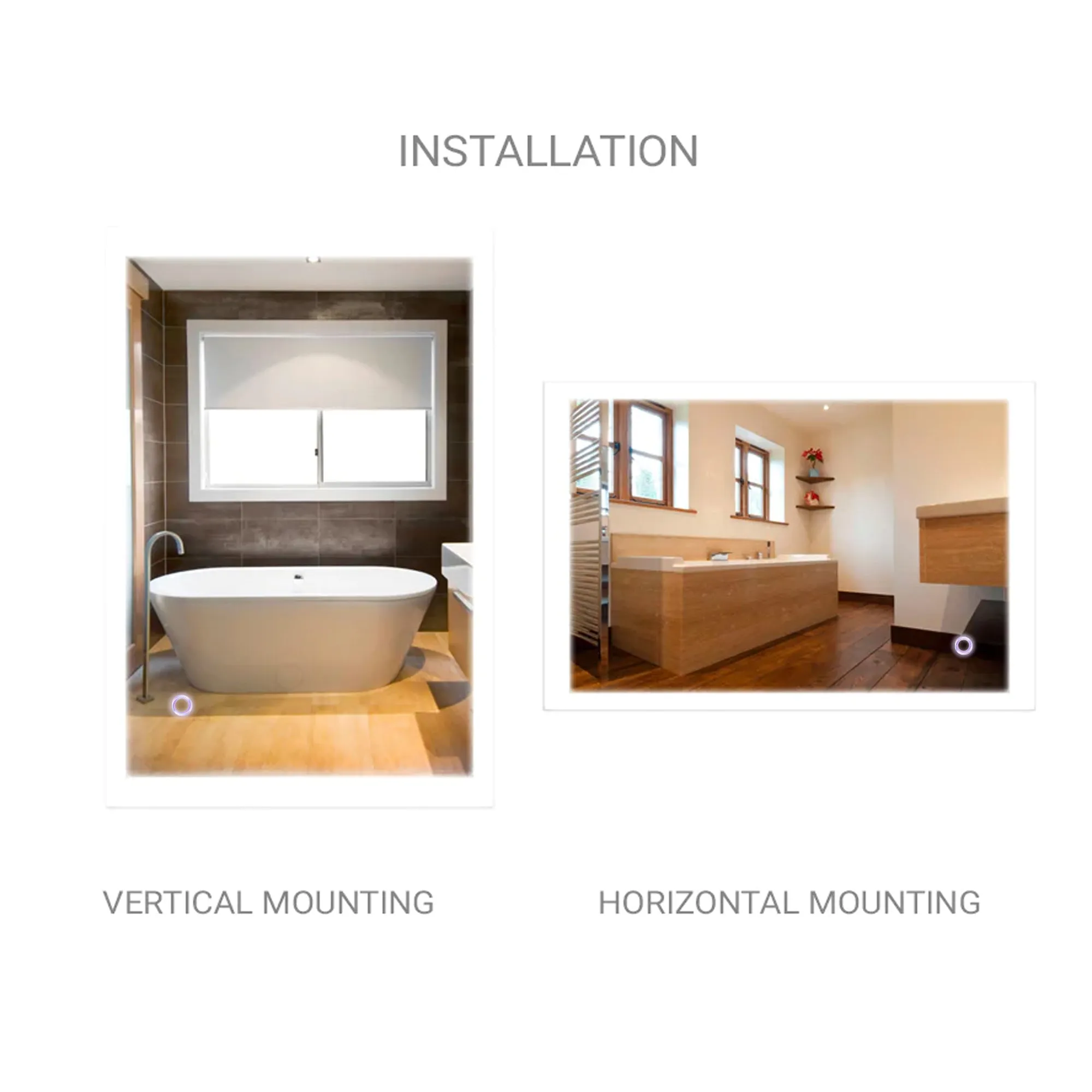 36" x 48" LED Bathroom Lighted Mirror & Defogger On/Off Touch Switch and CCT Changeable with Remembrance, Window Style