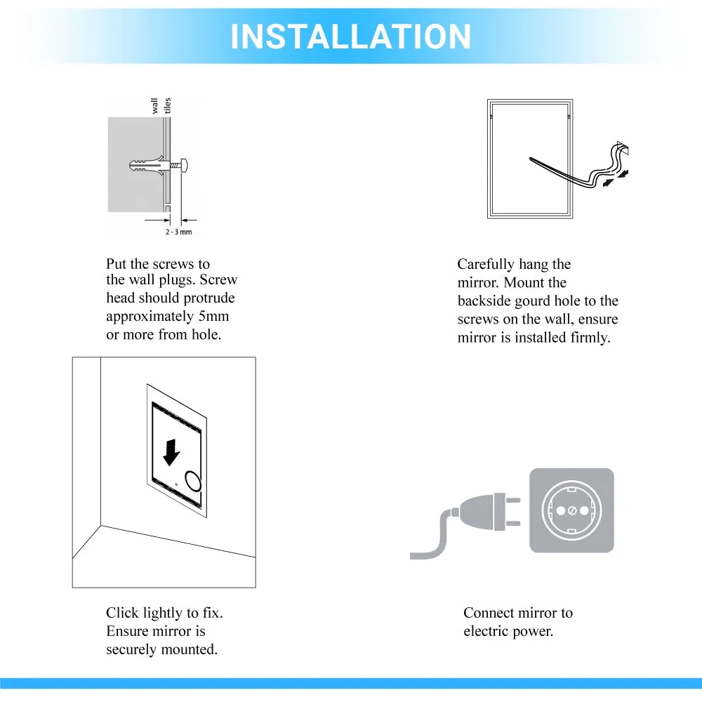 36" x 48" LED Bathroom Lighted Mirror & Defogger On/Off Touch Switch and CCT Changeable with Remembrance, Window Style