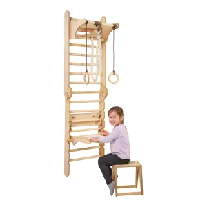 5in1: Wooden Swedish Wall / Climbing ladder for Children   Swing Set   Slide Board   Art Add-on