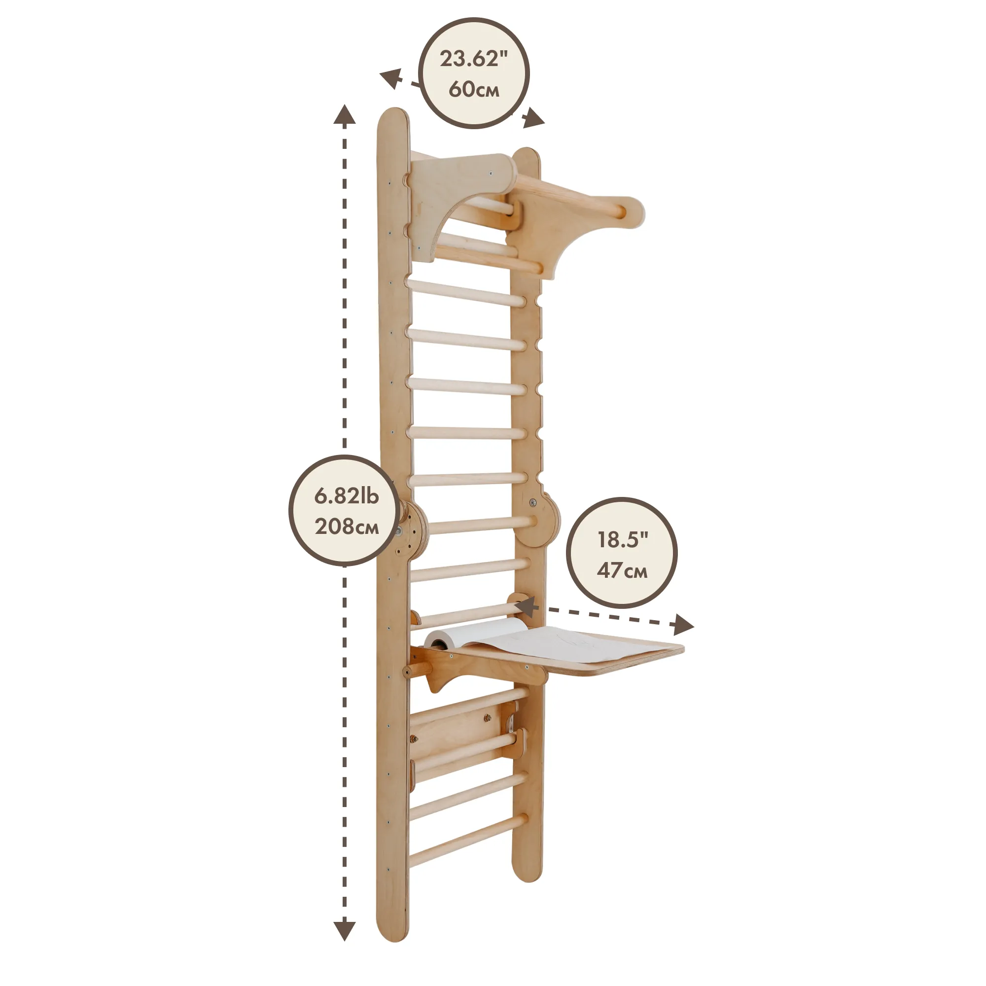 5in1: Wooden Swedish Wall / Climbing ladder for Children   Swing Set   Slide Board   Art Add-on