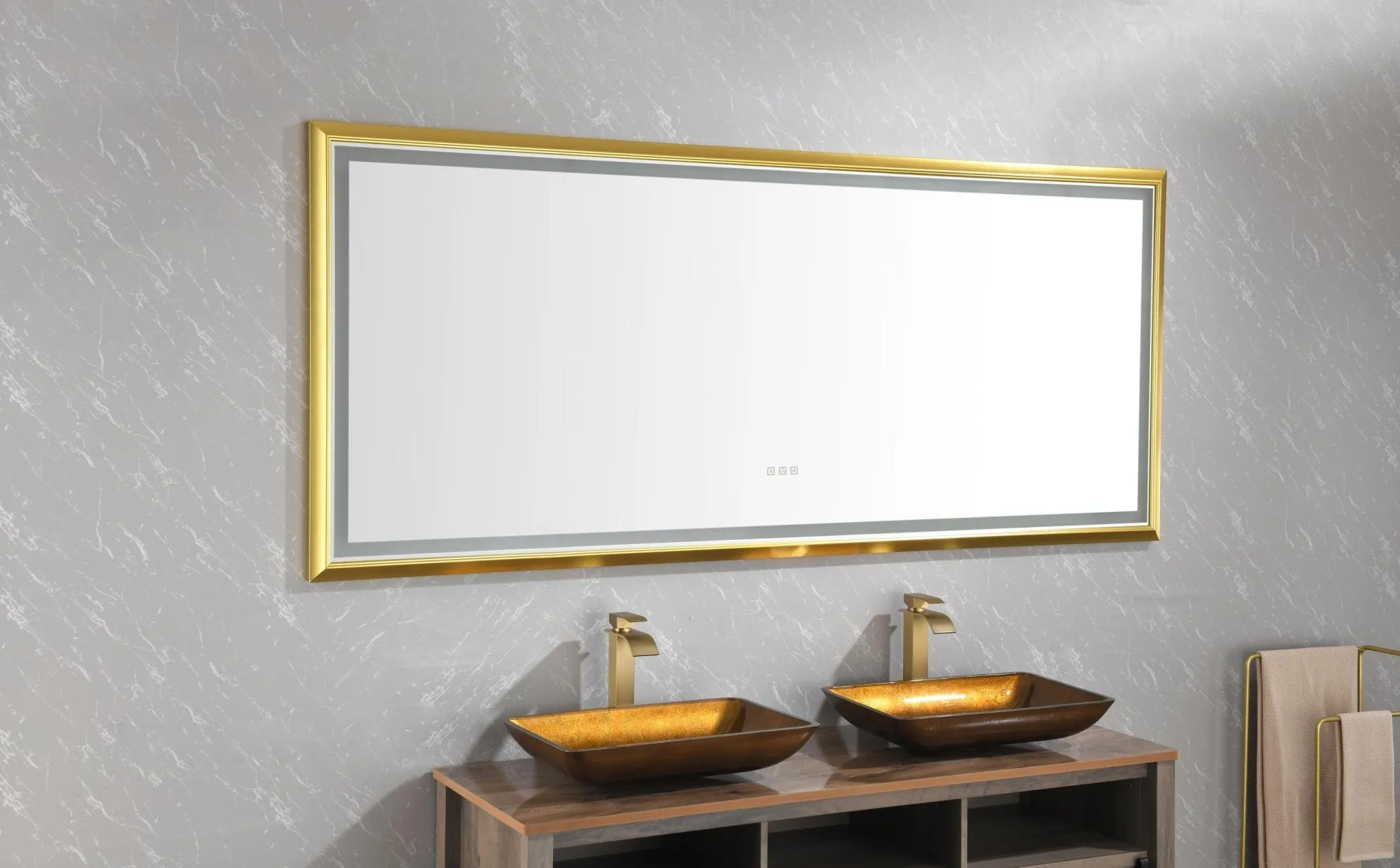 84in. W x 48in. H Oversized Rectangular Black Framed LED Mirror Anti-Fog Dimmable Wall Mount Bathroom Vanity Mirror  HD Wall Mirror Kit For Gym And Dance Studio 48X84Inches With Safety Ba