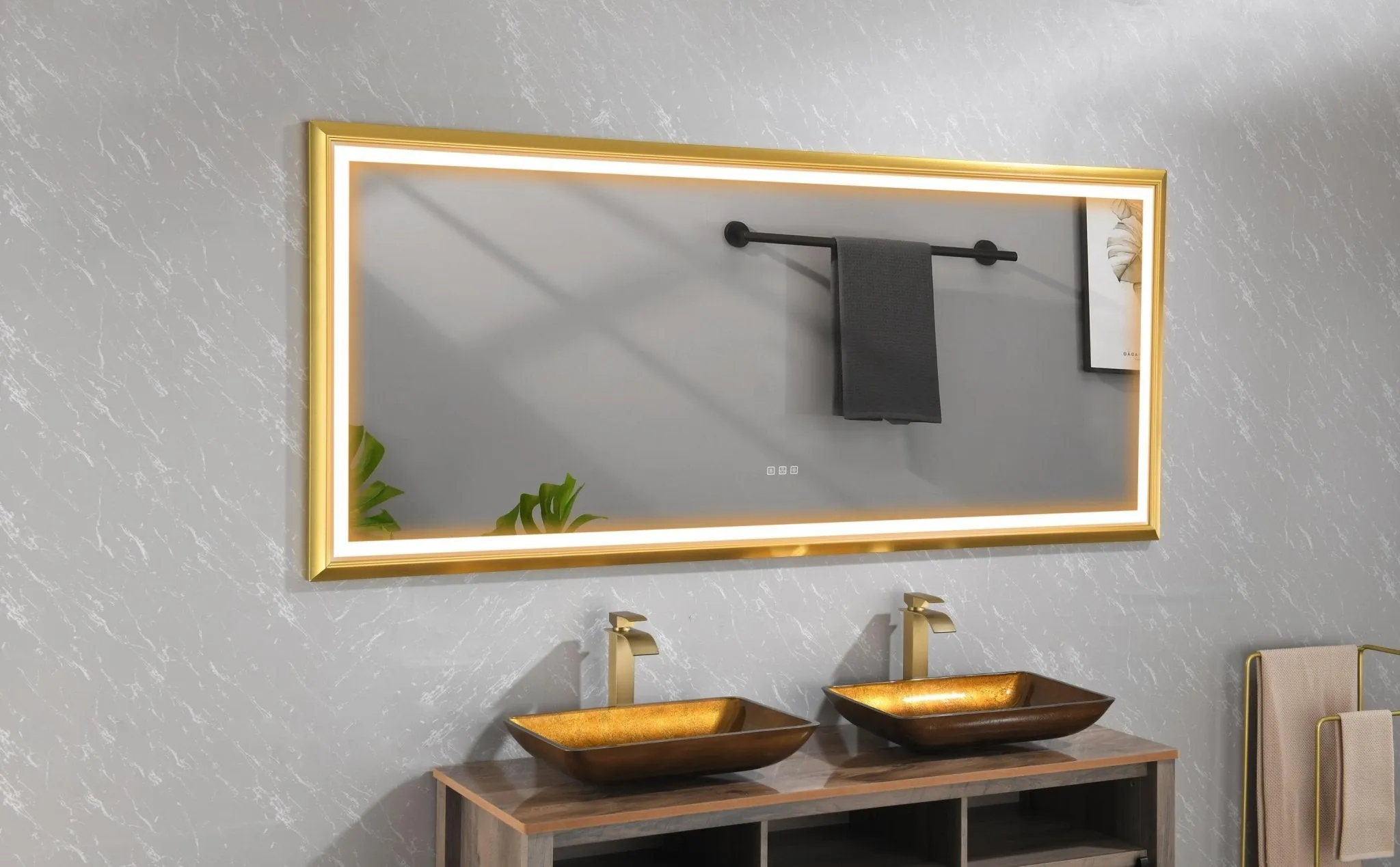 84in. W x 48in. H Oversized Rectangular Black Framed LED Mirror Anti-Fog Dimmable Wall Mount Bathroom Vanity Mirror  HD Wall Mirror Kit For Gym And Dance Studio 48X84Inches With Safety Ba