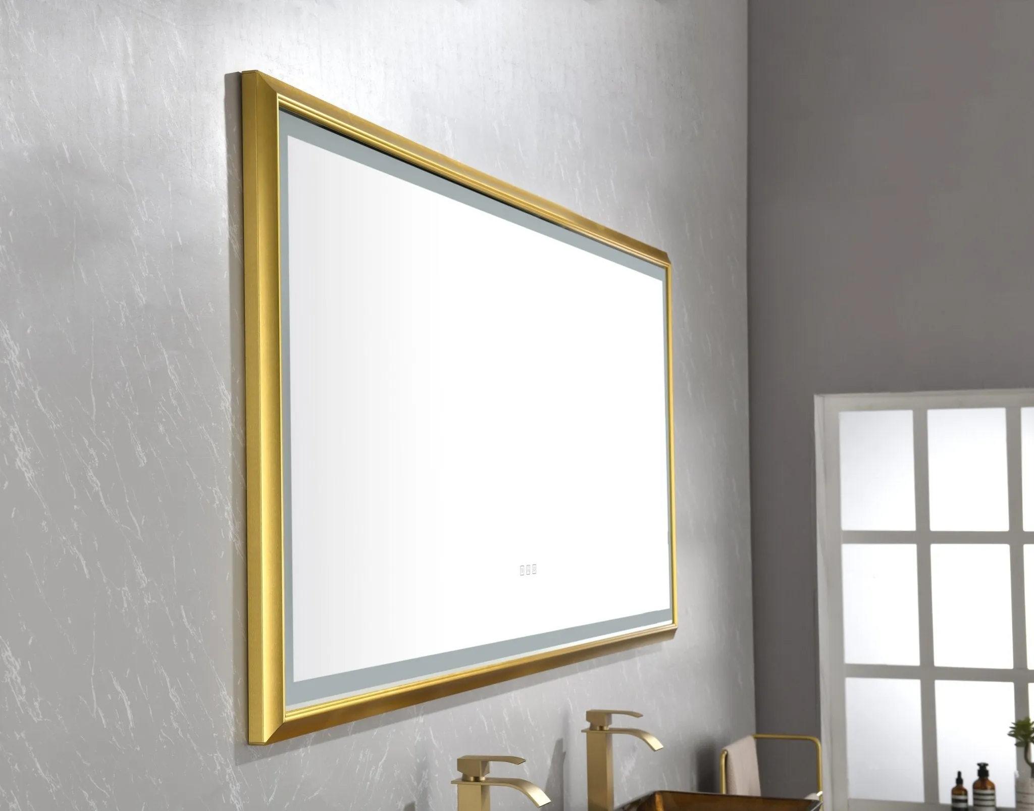 84in. W x 48in. H Oversized Rectangular Black Framed LED Mirror Anti-Fog Dimmable Wall Mount Bathroom Vanity Mirror  HD Wall Mirror Kit For Gym And Dance Studio 48X84Inches With Safety Ba