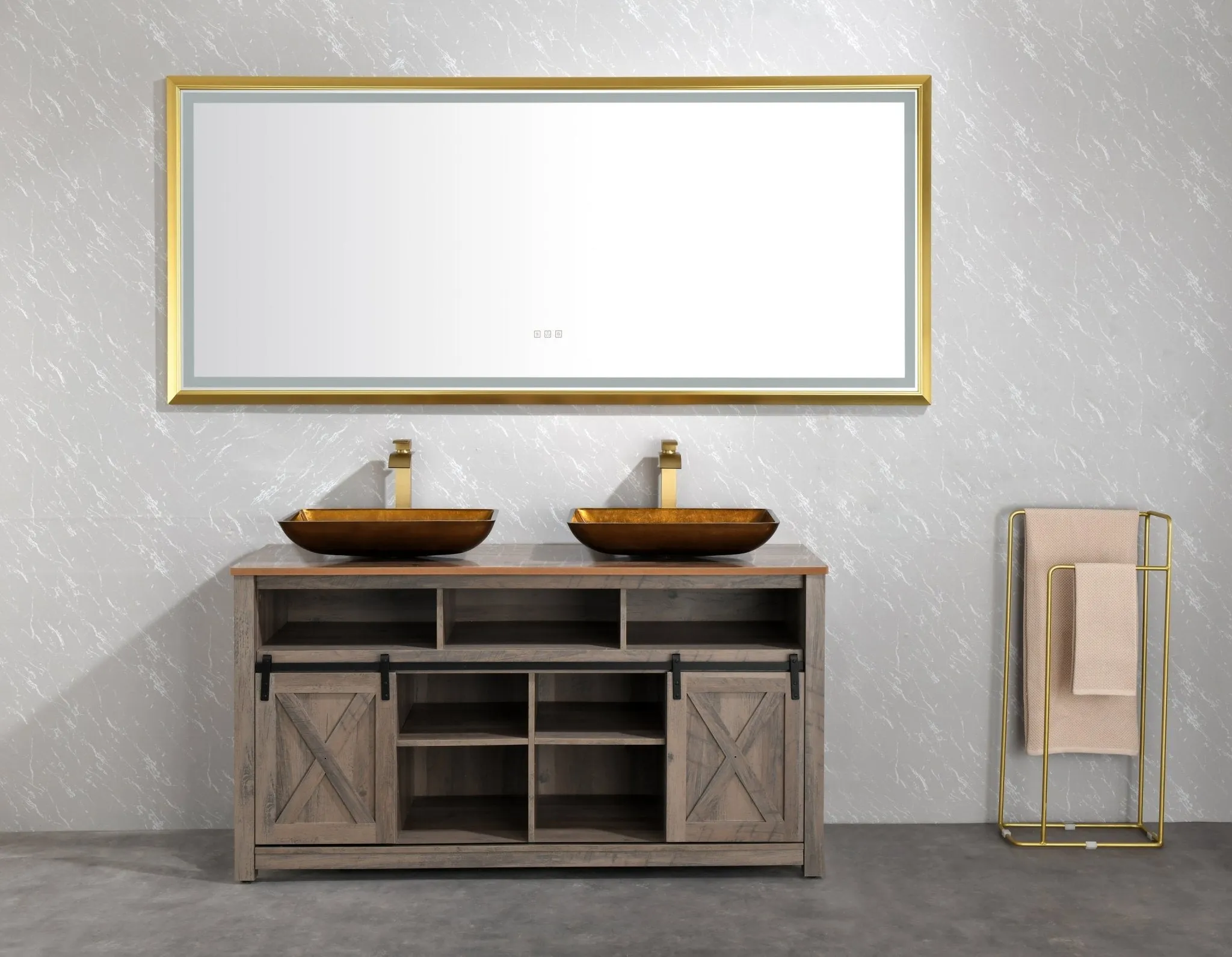 84in. W x 48in. H Oversized Rectangular Black Framed LED Mirror Anti-Fog Dimmable Wall Mount Bathroom Vanity Mirror  HD Wall Mirror Kit For Gym And Dance Studio 48X84Inches With Safety Ba