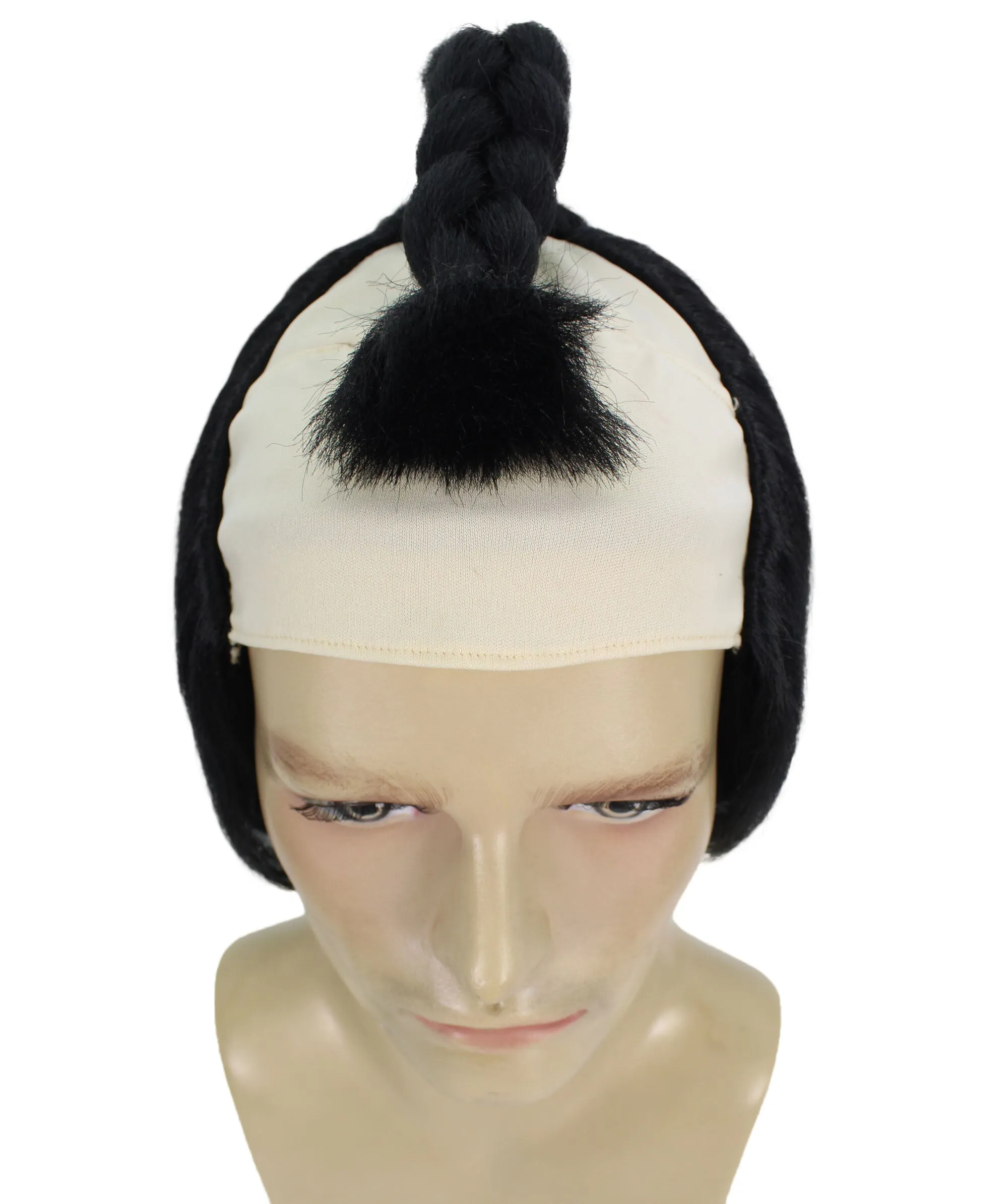 Adult Men's Short Black Japanese Warrior Wig | Perfect for Cosplay | Flame-retardant Synthetic Fiber