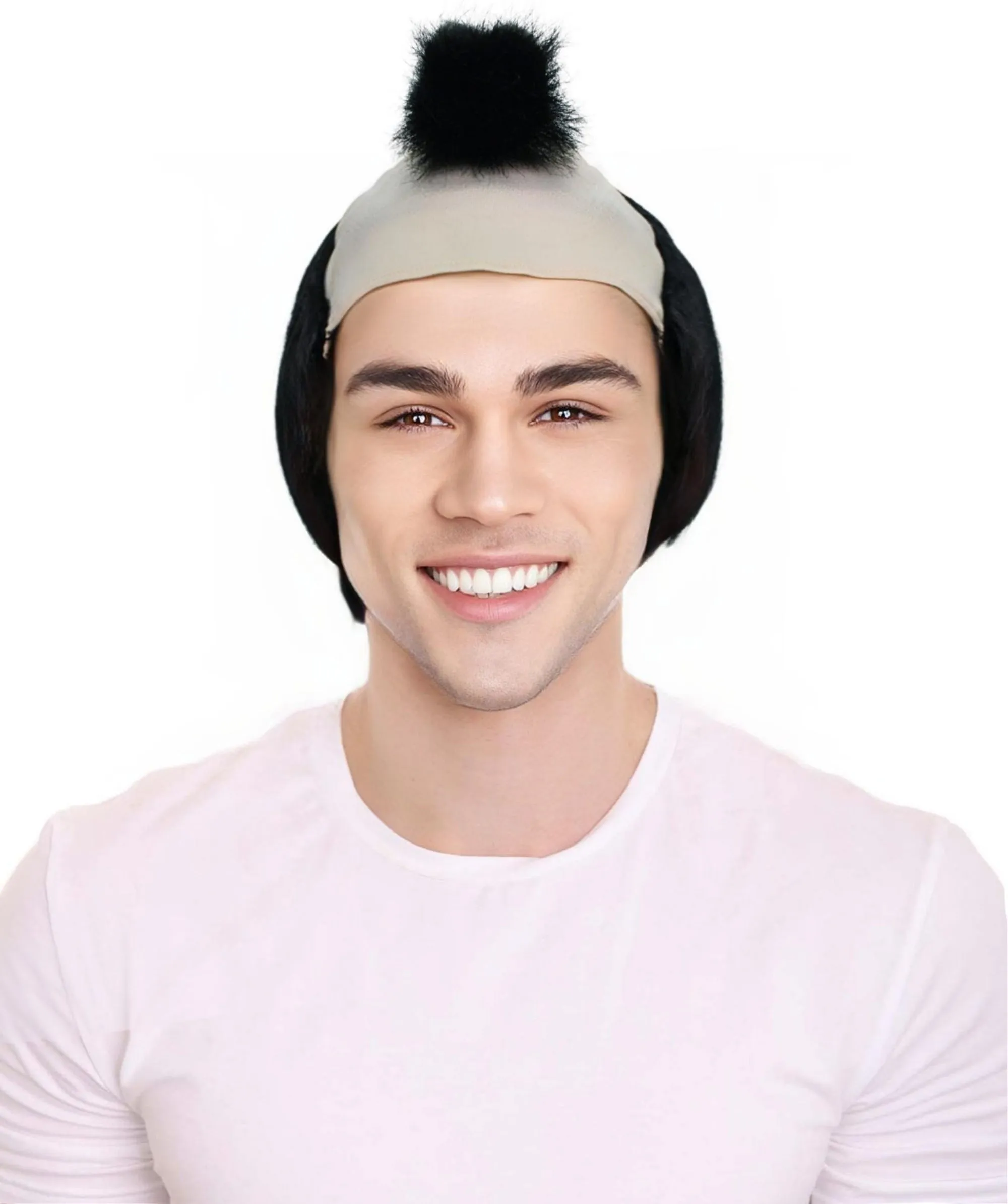 Adult Men's Short Black Japanese Warrior Wig | Perfect for Cosplay | Flame-retardant Synthetic Fiber