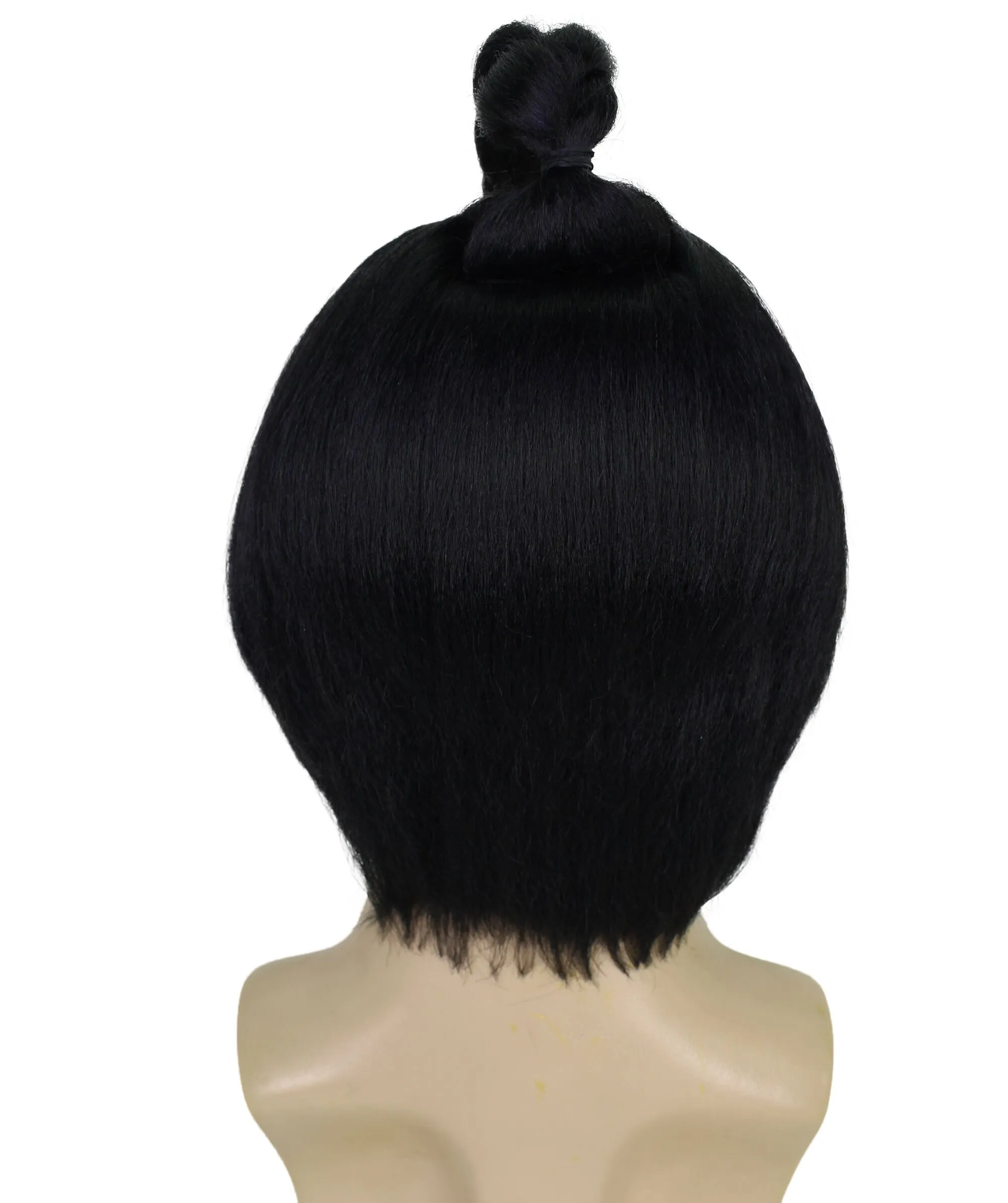 Adult Men's Short Black Japanese Warrior Wig | Perfect for Cosplay | Flame-retardant Synthetic Fiber