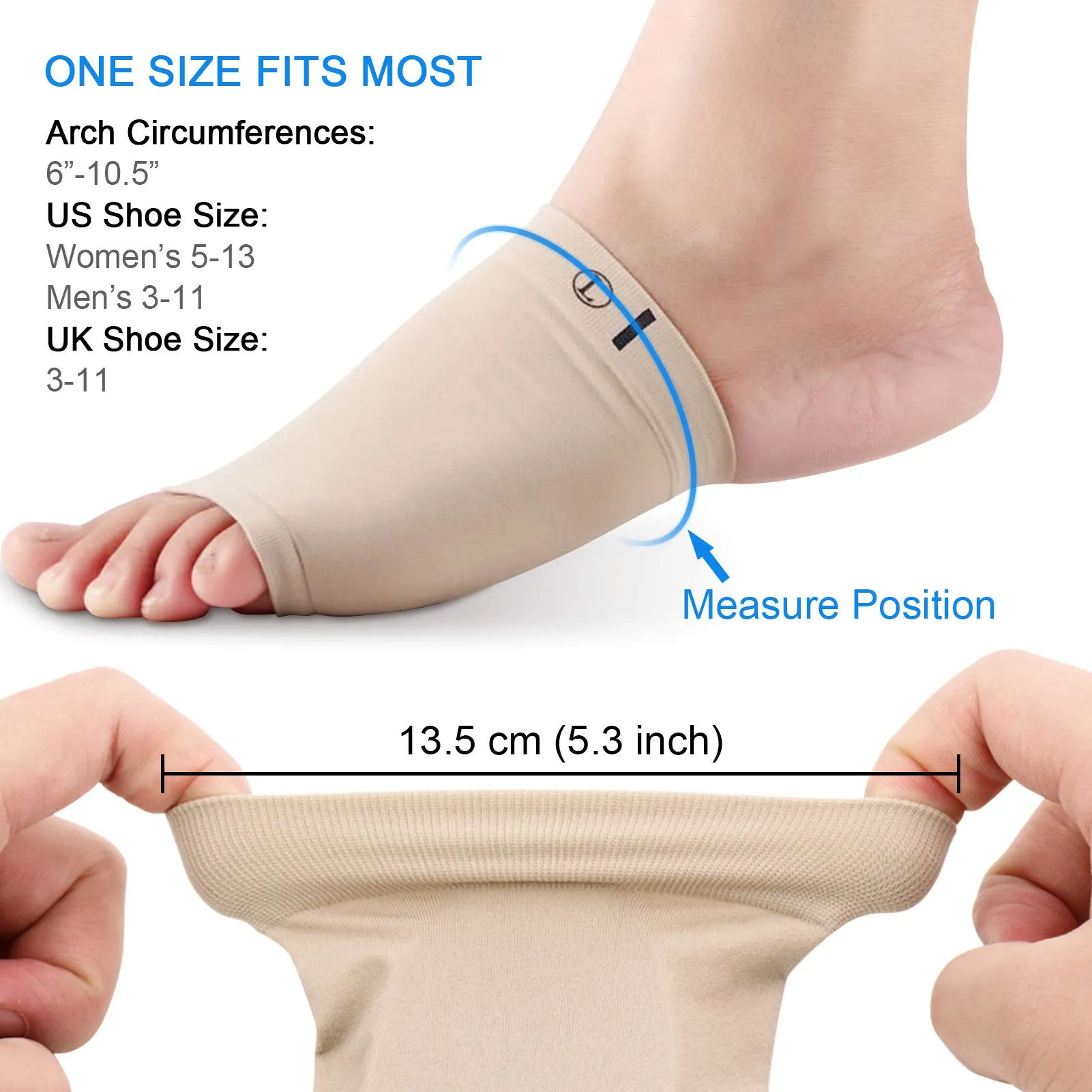 Ailaka 2 Pairs Compression Arch Support Sleeves, Cushioned Foot Braces Arch Pads for Flat Foot Pain Relief Plantar Fasciitis Heel Spurs Khaki 2 Pair (Pack of 1)