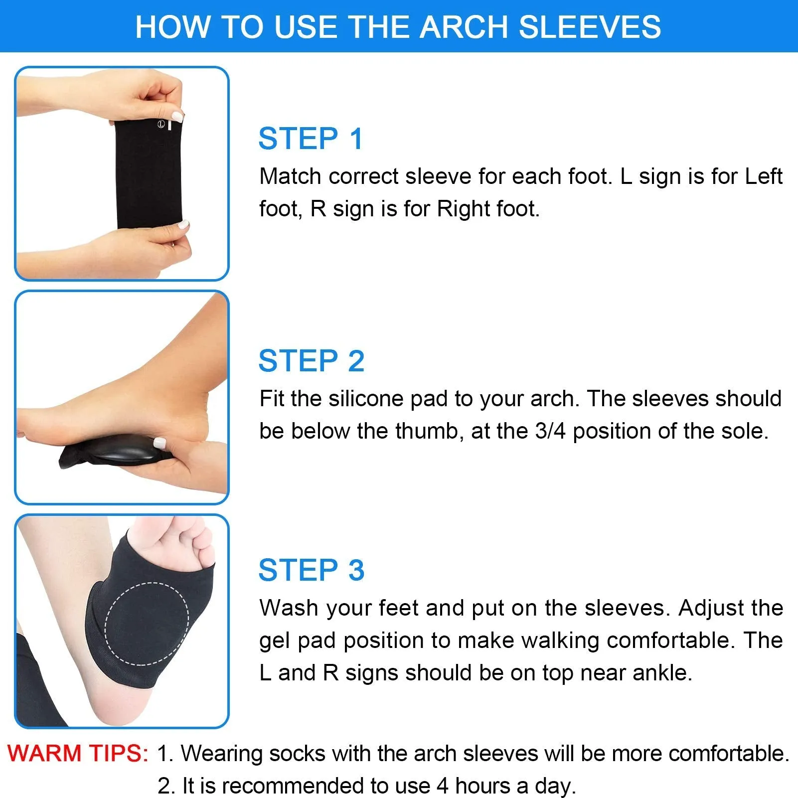Ailaka 2 Pairs Compression Arch Support Sleeves, Cushioned Foot Braces Arch Pads for Flat Foot Pain Relief Plantar Fasciitis Heel Spurs Khaki 2 Pair (Pack of 1)