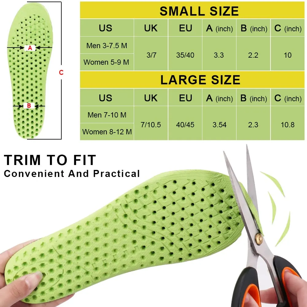 Ailaka Elastic Shock Absorbing Height Increasing Sports Shoe Insoles, Soft Breathable Honeycomb Orthotic Replacement Inserts for Men & Women 8-12 M US Women/7-10 M US Men Green, Heel Height: 2.5cm