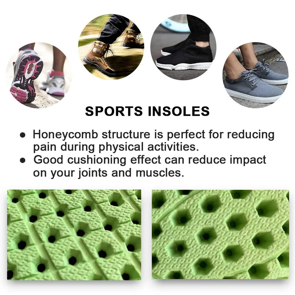 Ailaka Elastic Shock Absorbing Height Increasing Sports Shoe Insoles, Soft Breathable Honeycomb Orthotic Replacement Inserts for Men & Women 8-12 M US Women/7-10 M US Men Green, Heel Height: 2.5cm