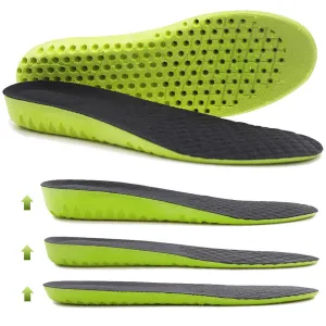 Ailaka Elastic Shock Absorbing Height Increasing Sports Shoe Insoles, Soft Breathable Honeycomb Orthotic Replacement Inserts for Men & Women 8-12 M US Women/7-10 M US Men Green, Heel Height: 2.5cm