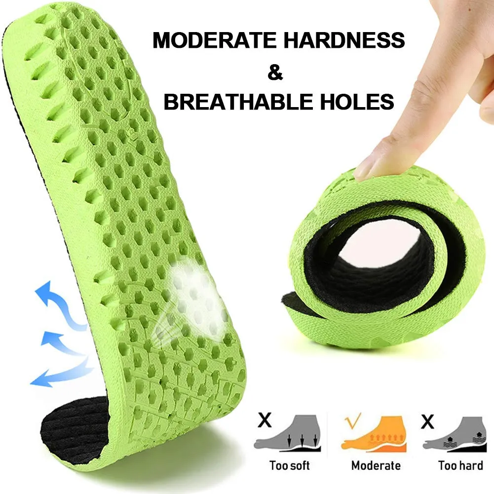 Ailaka Elastic Shock Absorbing Height Increasing Sports Shoe Insoles, Soft Breathable Honeycomb Orthotic Replacement Inserts for Men & Women 8-12 M US Women/7-10 M US Men Green, Heel Height: 2.5cm