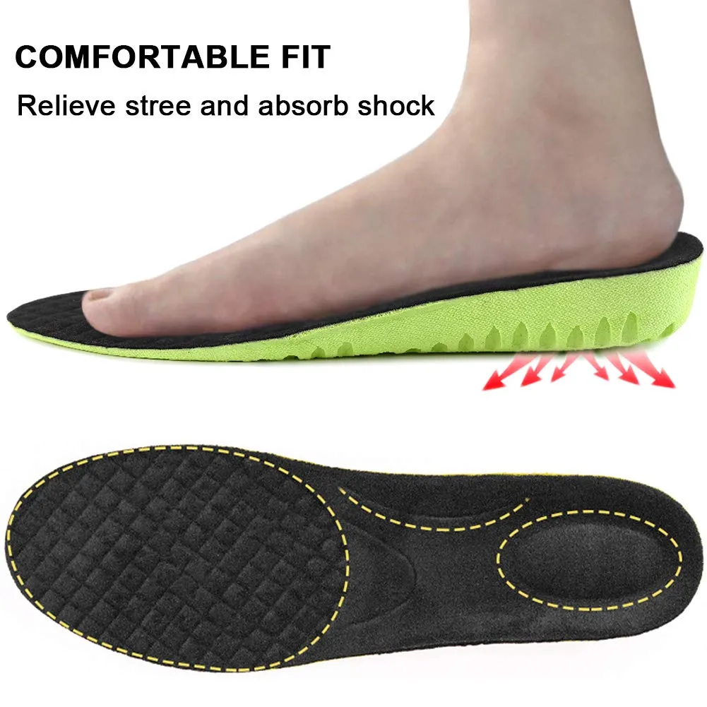 Ailaka Elastic Shock Absorbing Height Increasing Sports Shoe Insoles, Soft Breathable Honeycomb Orthotic Replacement Inserts for Men & Women 8-12 M US Women/7-10 M US Men Green, Heel Height: 2.5cm