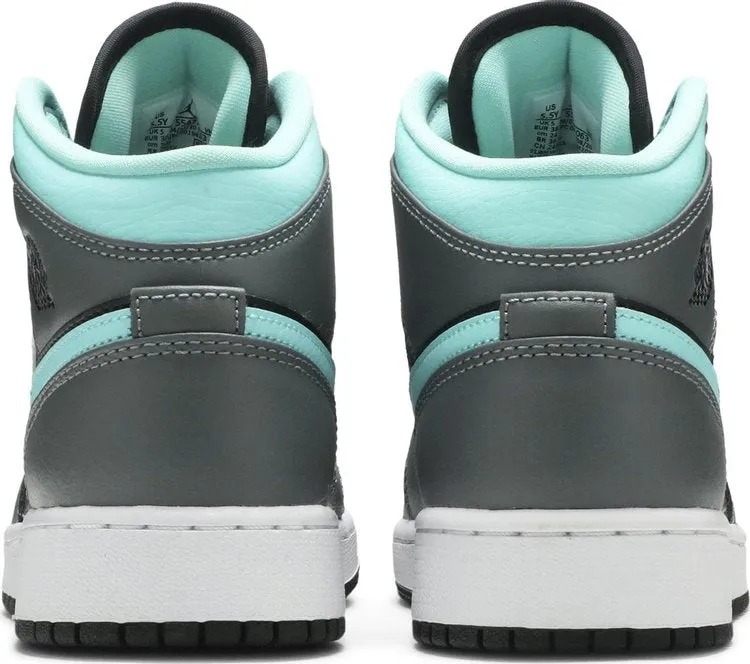 Air Jordan 1 Mid GS Gray Aqua sneakers, gray