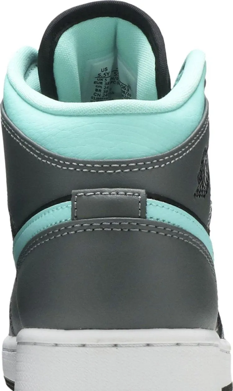 Air Jordan 1 Mid GS Gray Aqua sneakers, gray