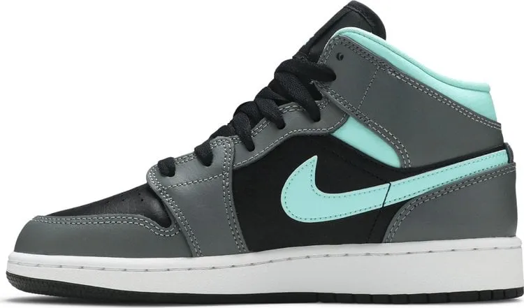 Air Jordan 1 Mid GS Gray Aqua sneakers, gray