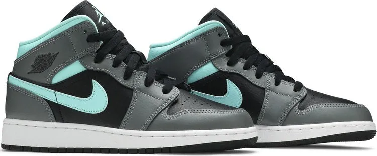 Air Jordan 1 Mid GS Gray Aqua sneakers, gray