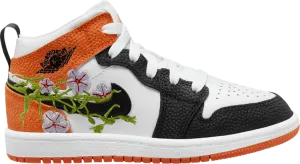 Air Jordan 1 Mid PS Floral Sneakers, Orange