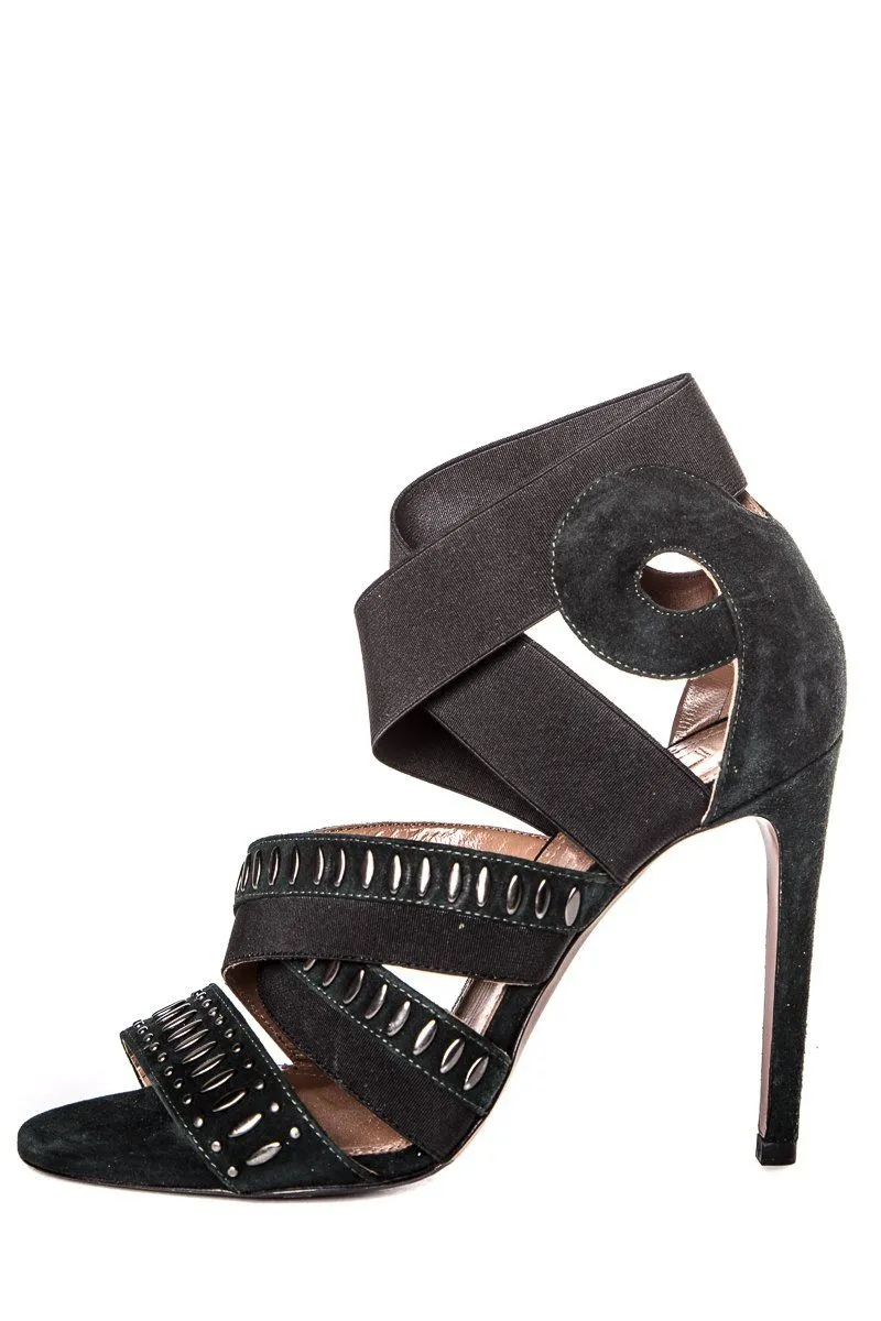 Alaïa Forest Green Suede Sandals SZ 35