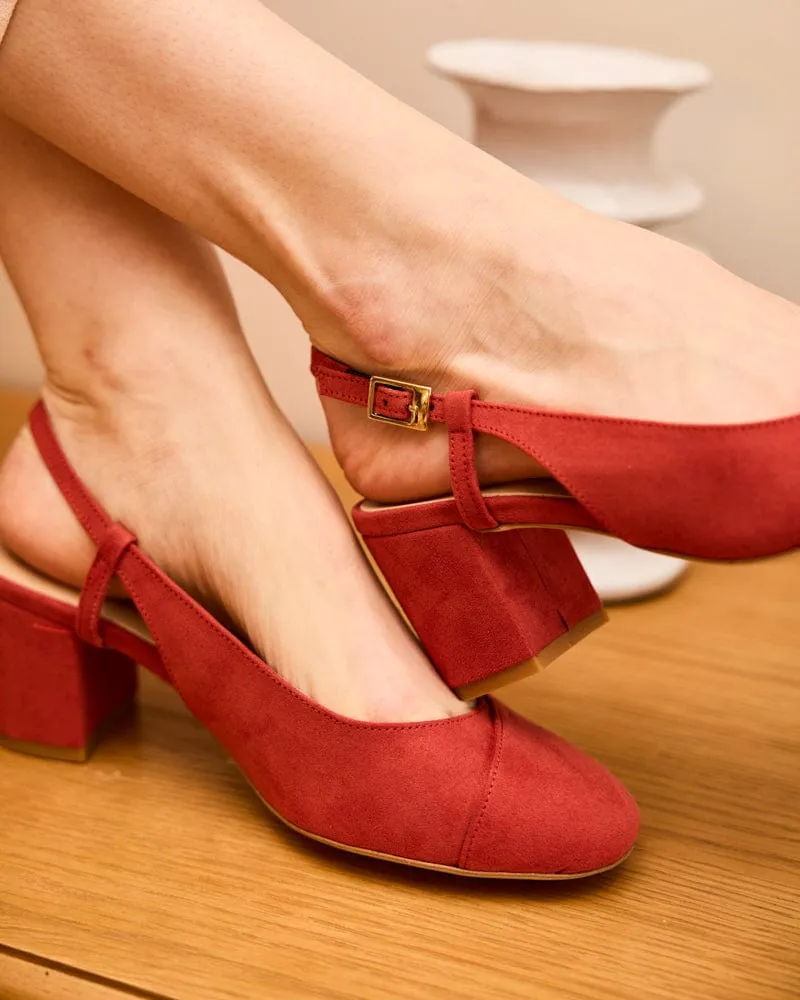 Alice Recycled Vegan Heeled Pumps | Coral