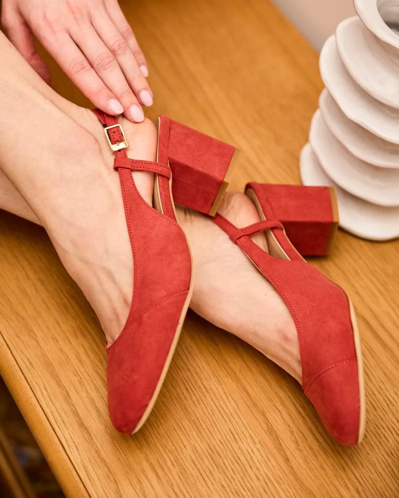 Alice Recycled Vegan Heeled Pumps | Coral