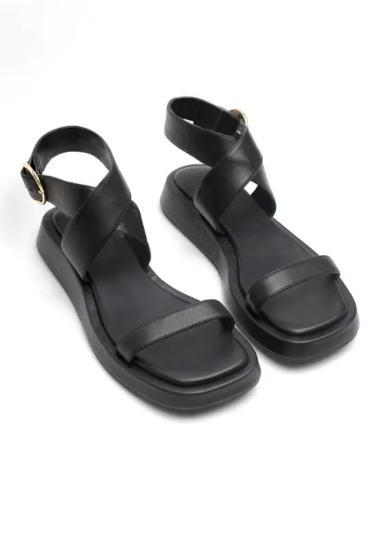 Ankle Wrap Sandal Black