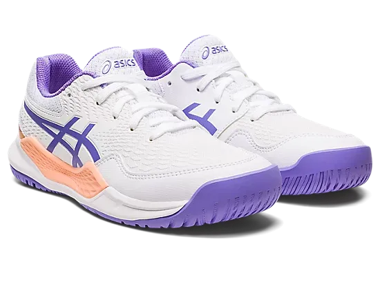 Asics Kids's GEL-RESOLUTION 9 GS Tennis Shoes in White/Amethyst