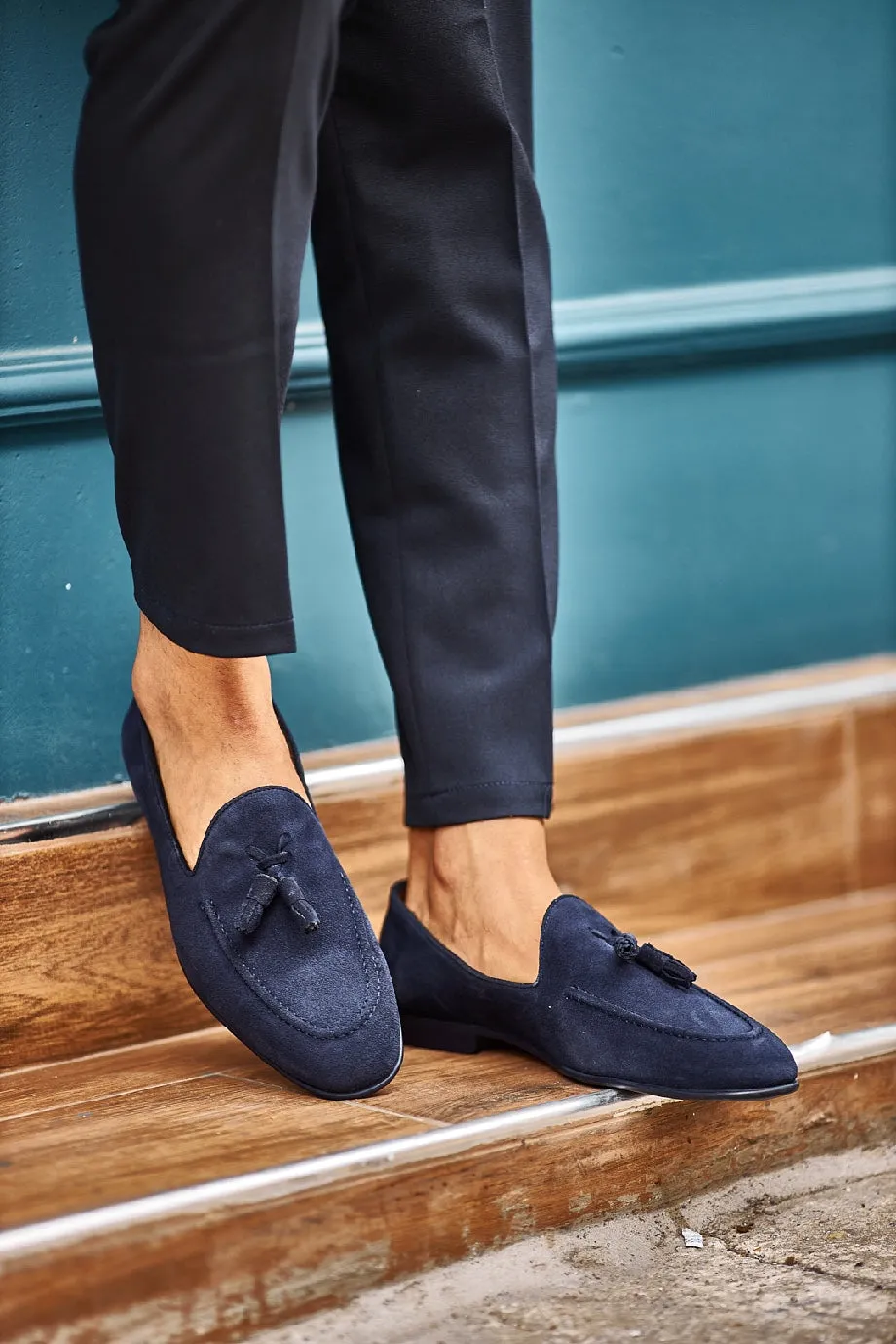 Aspen Suede Navy Blue Loafers