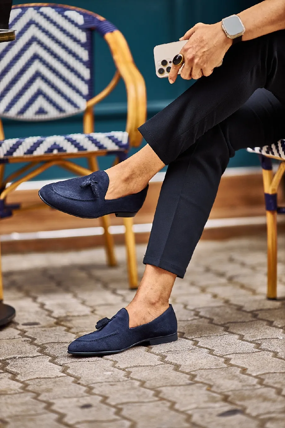 Aspen Suede Navy Blue Loafers