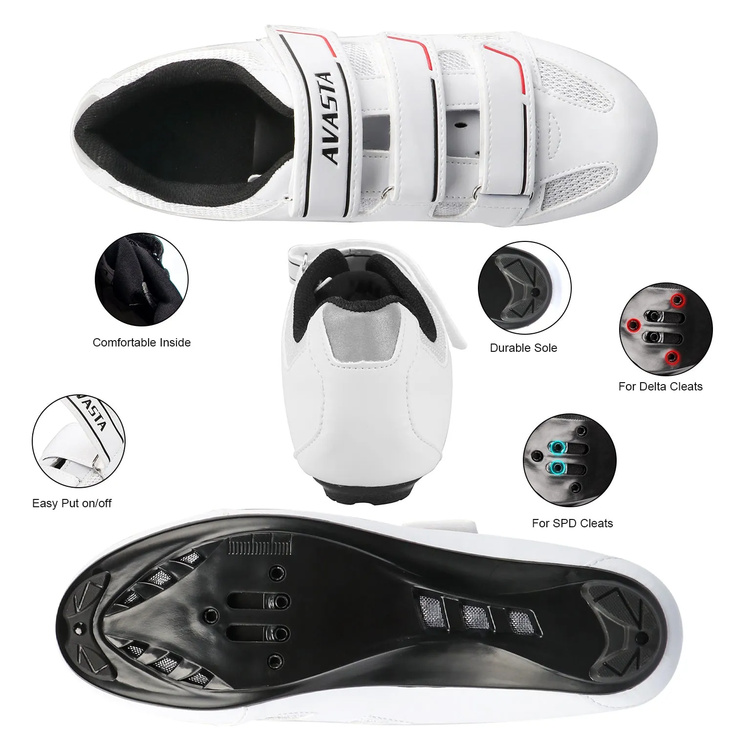 AVASTA Bike Cycling Shoes with 2&3 Bolts