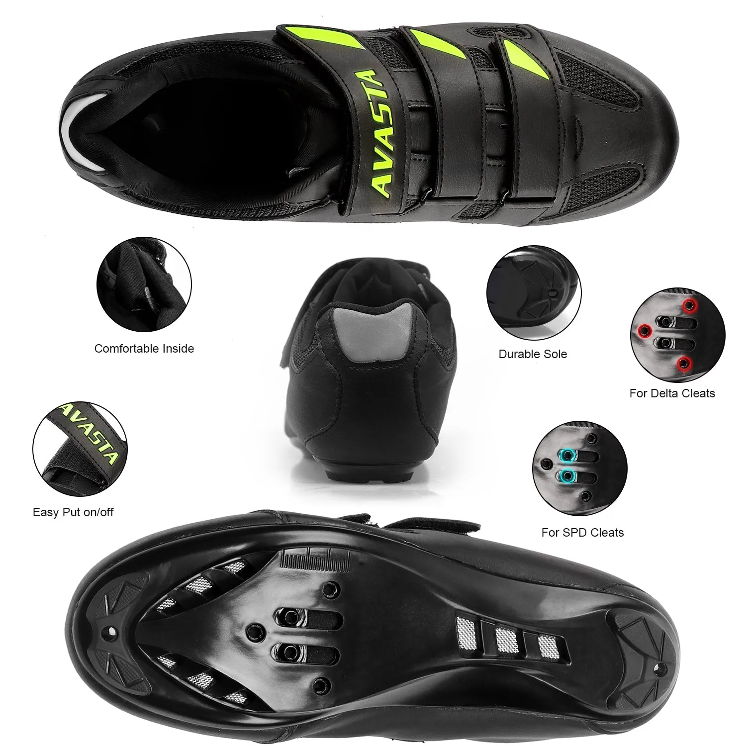 AVASTA Bike Cycling Shoes with 2&3 Bolts