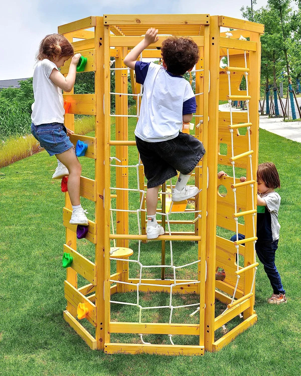 Avenlur Hawthorn - Outdoor Climber with Monkey Bars, Swing, and Octagon Climber Playset