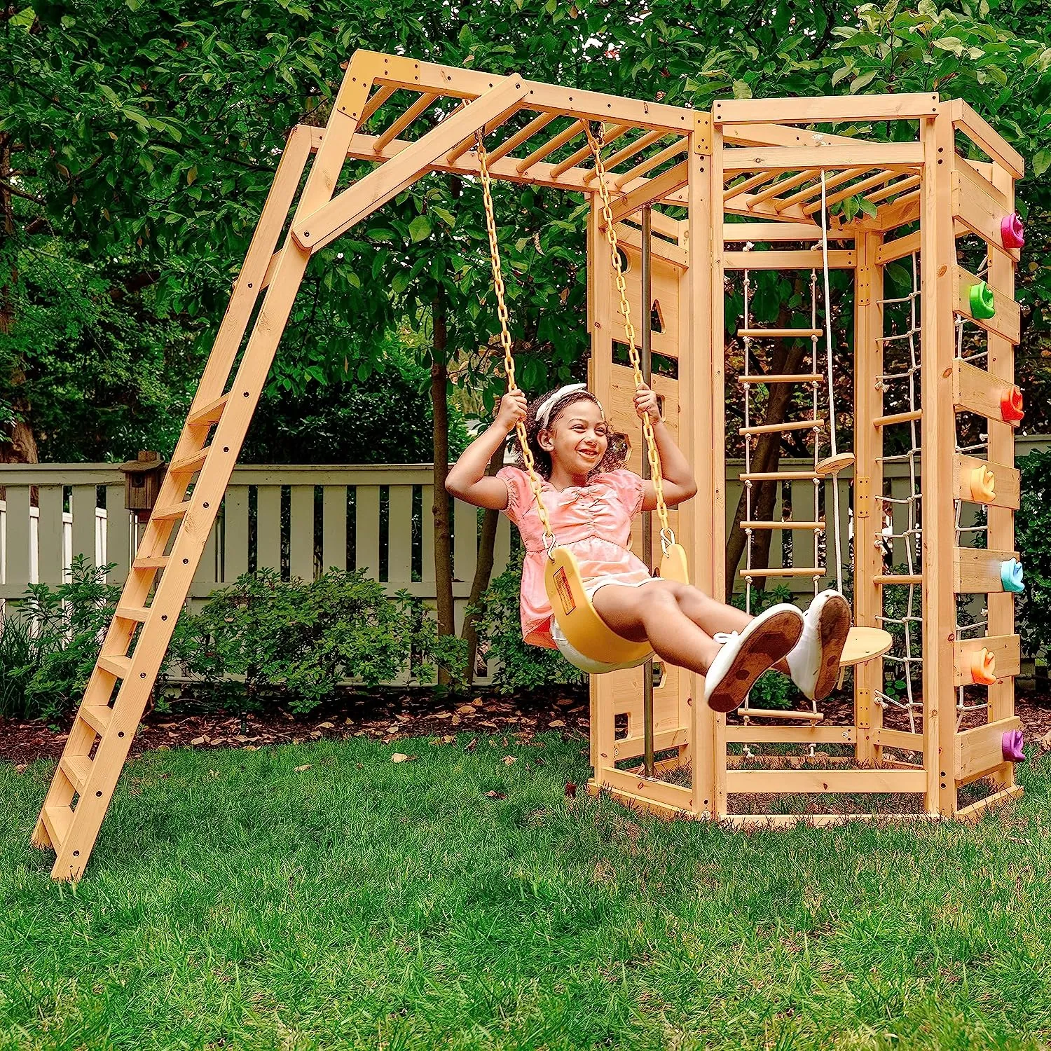 Avenlur Hawthorn - Outdoor Climber with Monkey Bars, Swing, and Octagon Climber Playset