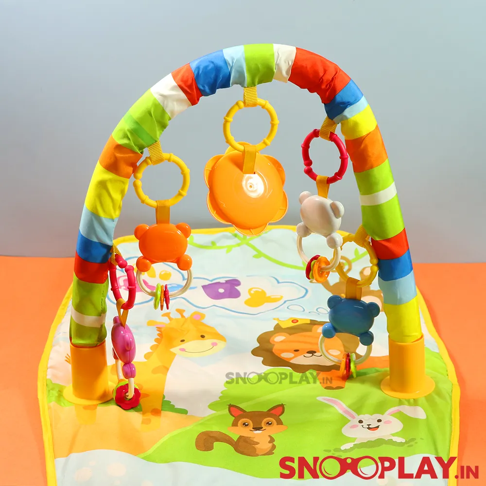 Baby Activity Play Mat (Piano Musical Mat with Kick & Play Activity) & Overhead Rattle Toys