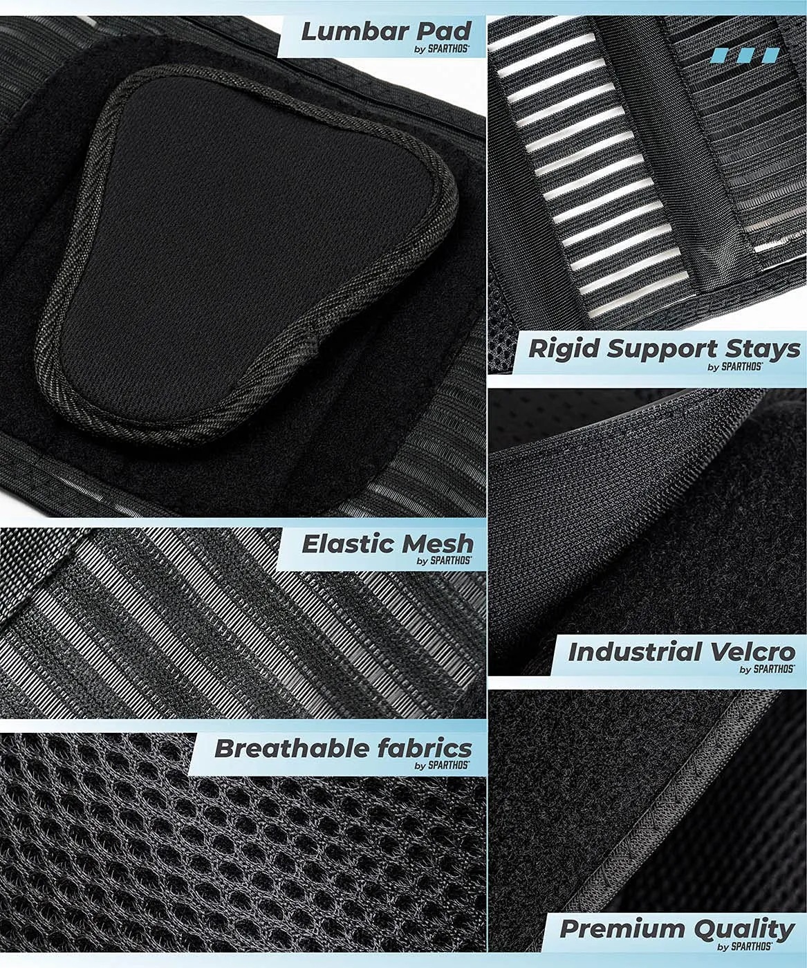 Back Brace by Sparthos - Immediate Relief from Back Pain, Herniated Disc, Sciatica, Scoliosis and more! - Breathable Mesh Design with Lumbar Pad- Adjustable Support Straps- Lower Back Belt- Size Large Large (Pack of 1) Black