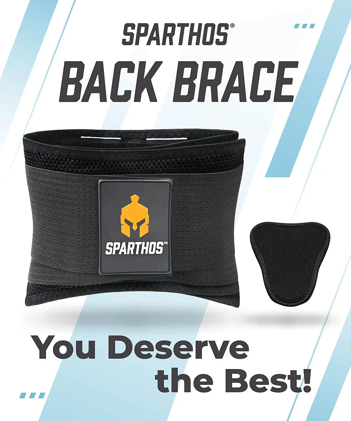 Back Brace by Sparthos - Immediate Relief from Back Pain, Herniated Disc, Sciatica, Scoliosis and more! - Breathable Mesh Design with Lumbar Pad- Adjustable Support Straps- Lower Back Belt- Size Large Large (Pack of 1) Black