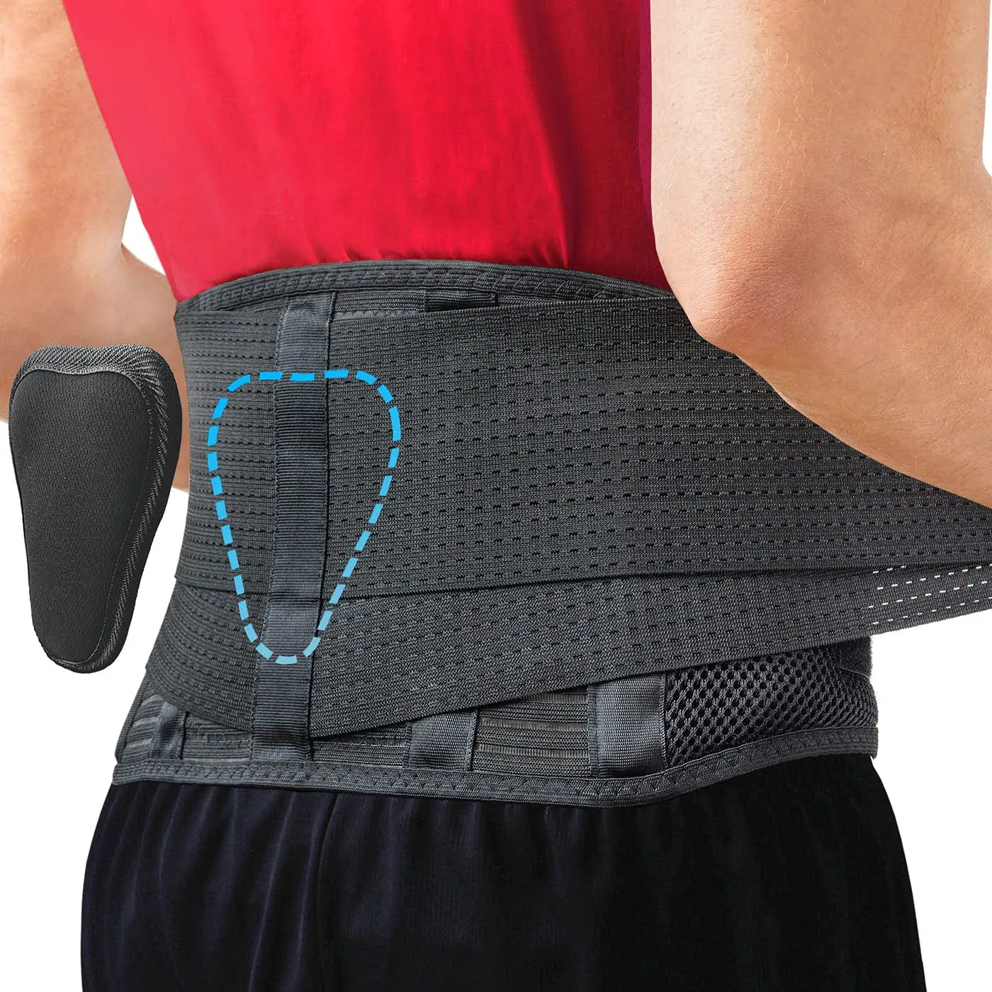 Back Brace by Sparthos - Immediate Relief from Back Pain, Herniated Disc, Sciatica, Scoliosis and more! - Breathable Mesh Design with Lumbar Pad- Adjustable Support Straps- Lower Back Belt- Size Large Large (Pack of 1) Black