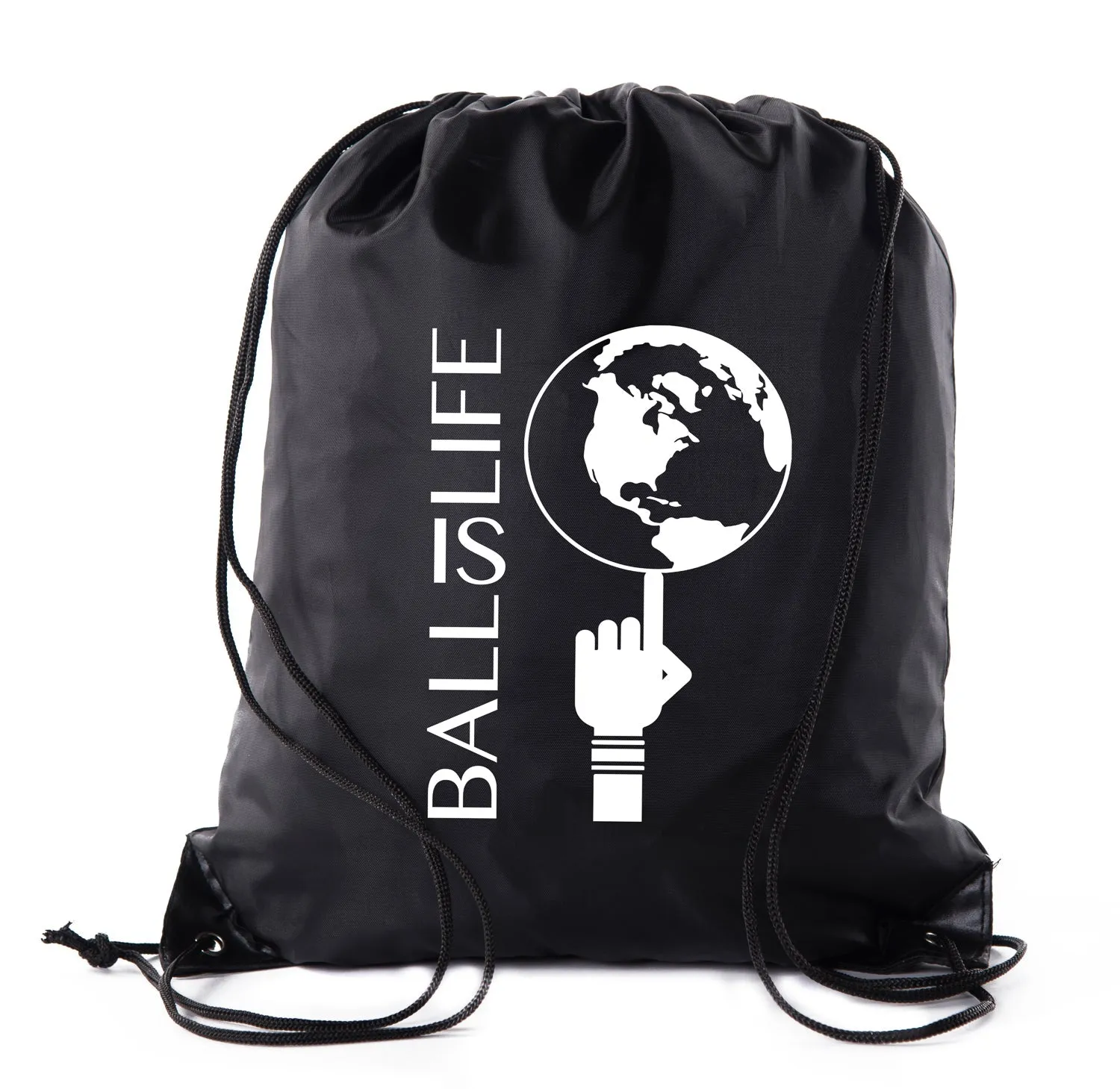 Ball Is Life   Spinning Globe Polyester Drawstring Bag