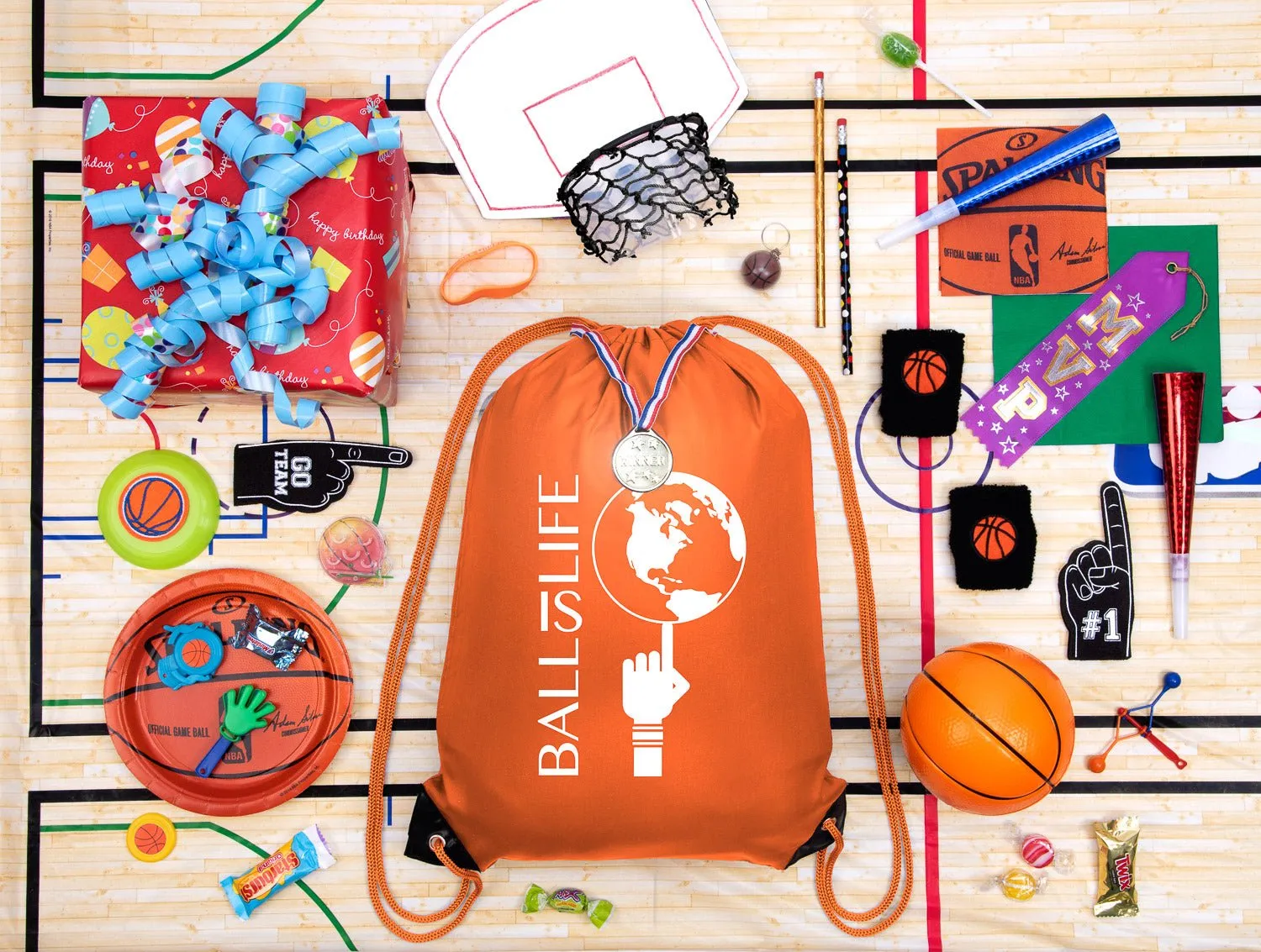 Ball Is Life   Spinning Globe Polyester Drawstring Bag