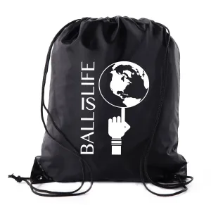Ball Is Life   Spinning Globe Polyester Drawstring Bag